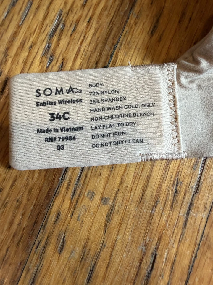 Soma Bra Mujer 34C Nude Enbliss Inalámbrico Acolchado Camiseta Sin Costuras Ajustable Foto 3 de 4