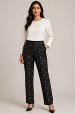 Karen Kane Floral Pants Women’s Size 6 Black Straight Leg Dress Pants Super Cute