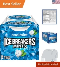 Sugar-Free Coolmint Breath Mints Tins - 8 Pack of 1.5 oz for On-the-Go Freshness
