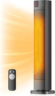 30  Ceramic Tower Space Heater with Adjustable Thermostat for Large Room, 75° Os
