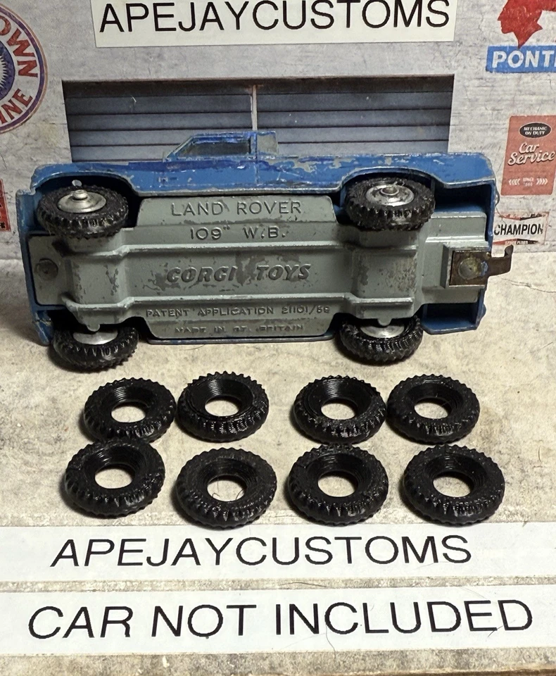 8 new tires for Vintage Corgi Toys Land Rover Pickup 109 WB Truck Diecast - Image 3 of 4