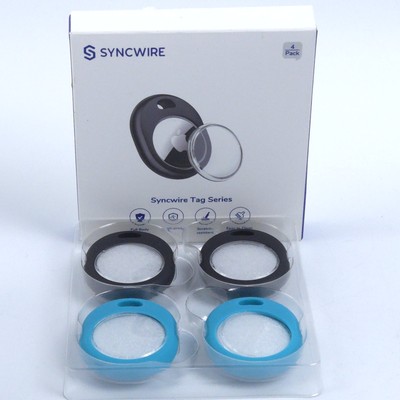 Syncwire Case for AirTag [4 Pack], Full Protective Keychain Holder Black+Blue 
