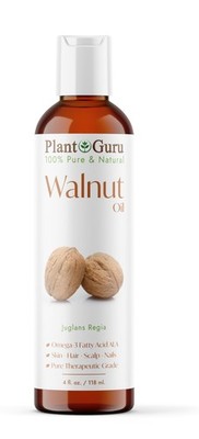 Plant Guru Walnut Oil 4 fl. oz. - Cold Pressed 4 Fl Oz (Pack of 1), yellow