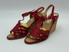 Vintage 1978 Women s Cork Wedge Heel Sandals Luigi Rossi Red 7.5 38 NOSWD Props