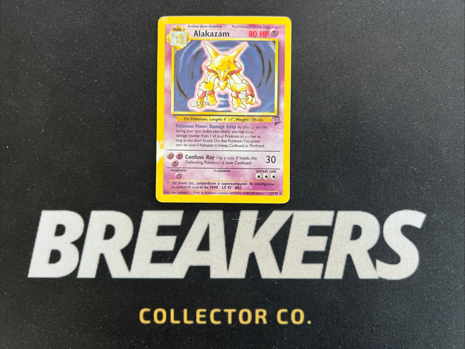 Alakazam 1/130 Base Set 2 Holo Rare Vintage Pokemon Card DMG