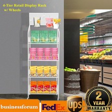 4-Tier Retail Display Rack/Shelf/Frame/Stand Shop Freestand Snack Metal White