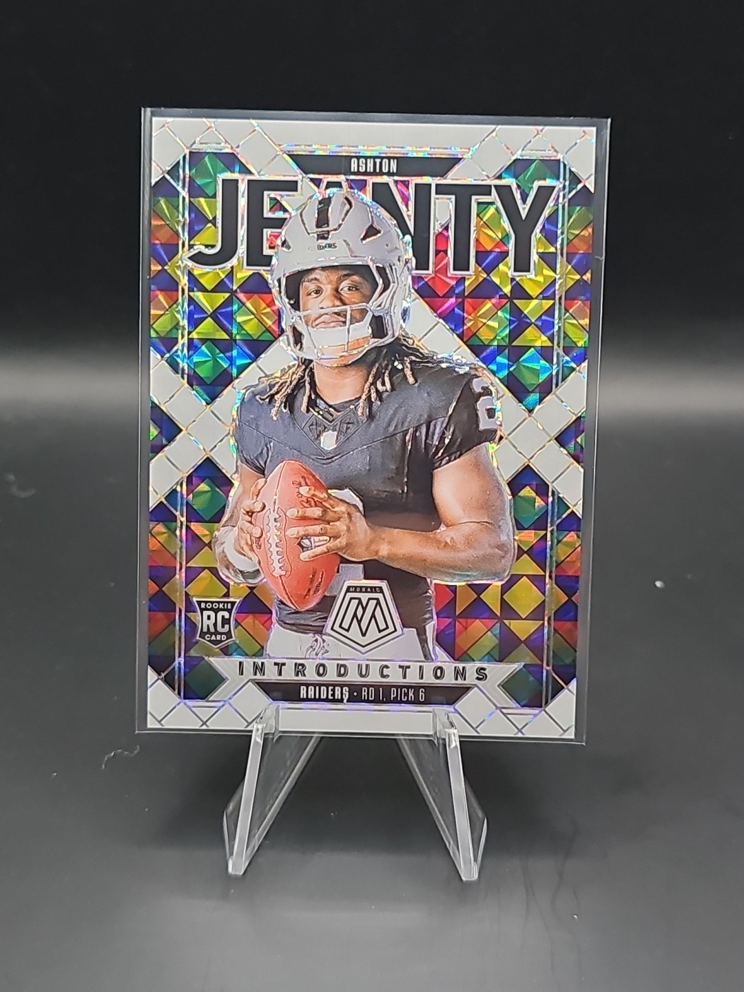 2025 Panini Mosaic Ashton Jeanty #3 Rookie Introductions White Mosaic Prizm /25