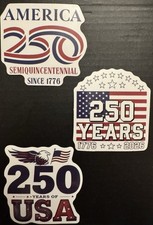 3ct. USA 250 Years Stickers 2  America Eagle Flag Decals Semi Quincentennial