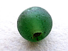 ANTIQUE  SUPER RARE  LARGE ROUND GREEN GLASS TRADE BEAD
