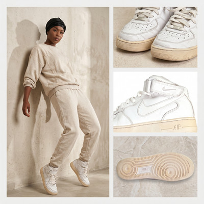 NIKE Air Force 1 Mid - White Force Mid Cut - Used Retro Look Sneakerhead Find