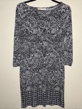 Michael Michael Kors Womens S Black White Paisley Shift Dress 3/4 Sleeve