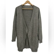 Eileen Fisher 100% Baby Alpaca Drapey Open Front Cardigan Sweater in Gray - S