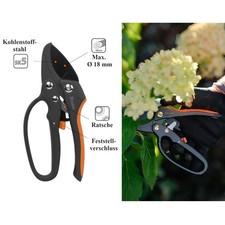 Gartenschere Amboss mit Ratsche Astschere Blumenschere Rosenschere für Ø18mm Ast