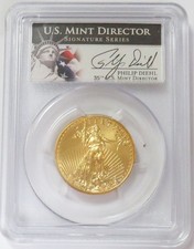 2013 GOLD AMERICAN EAGLE $25 DIEHL SIGNED COIN 1/2 OZ PCGS MS 70 5720.00 per troy oz