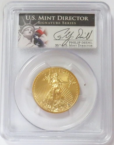 2013 GOLD AMERICAN EAGLE $25 DIEHL SIGNED COIN 1/2 OZ PCGS MS 70
