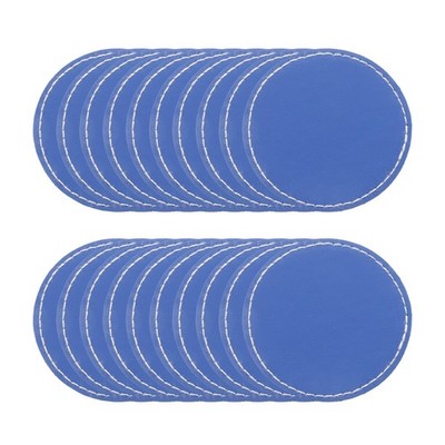 25 Pack Blank Leatherette Patches 2.5 Inch Round Adhesive Iron-On Blue