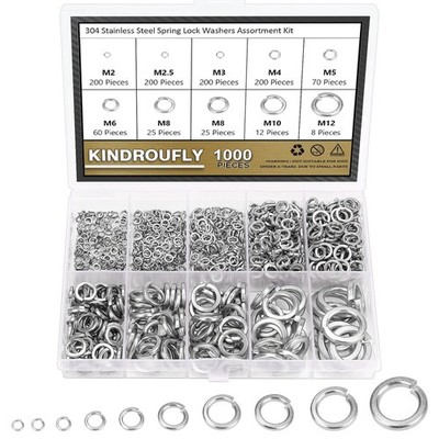 1000 Pieces 304 Stainless Steel Lock Washers, Split Lock Washers, Kindroufly 9 S