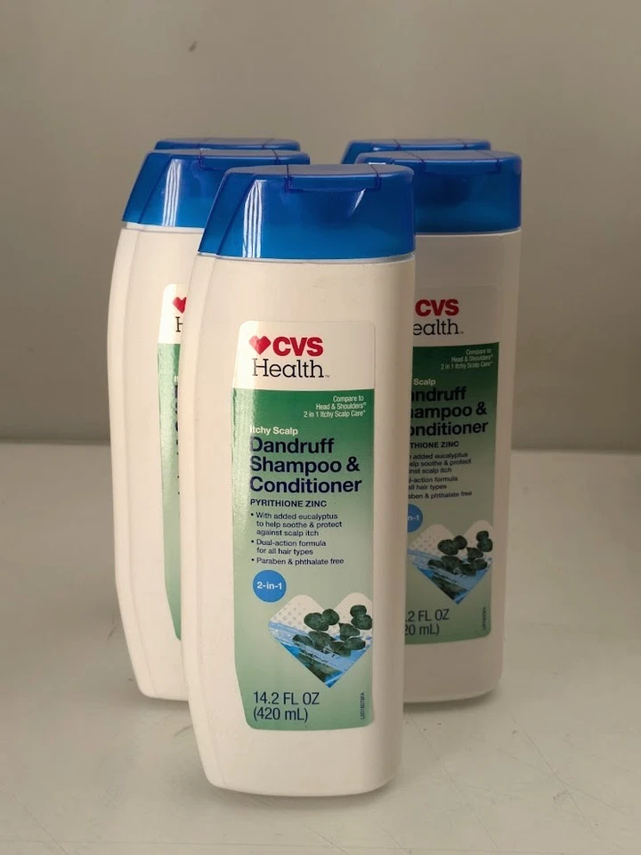 Pack of 5 CVS 2 in 1 Dandruff Shampoo & Conditioner 14 oz Itchy Scalp Eucalyptus - Image 2 of 4
