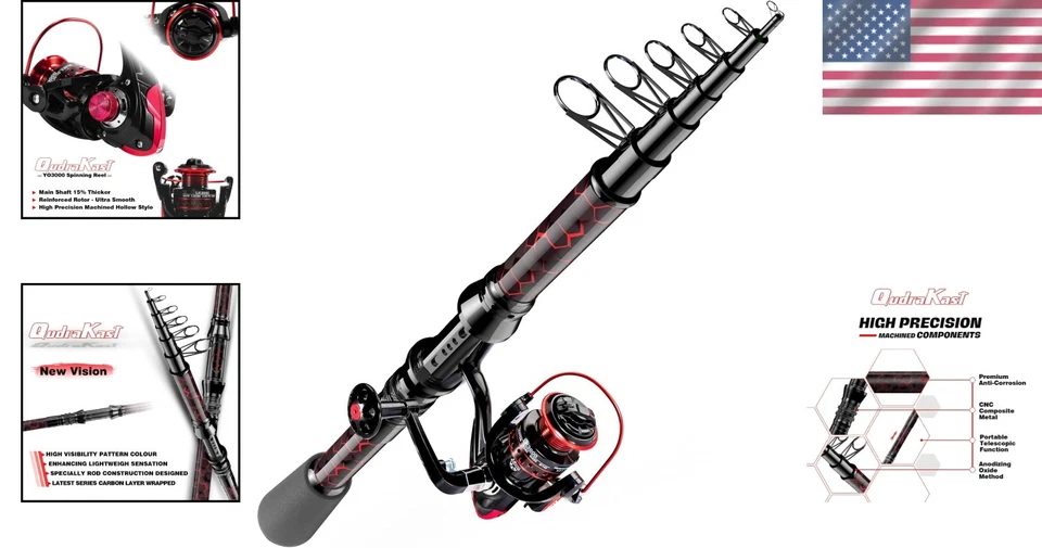 Fishing Rod and Reel Combo Carbon Fiber Telescopic Kit with Tackle Box Gift - Image 2 of 4