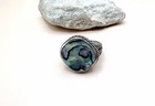 Abalone shell ring Size 7 Geometric Vintage Sterling Silver 925 Boho