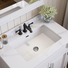 HOROW Undermount Bathroom Sink 23.6x15.5 Rectangle Bathroom Sink with Deep Basin