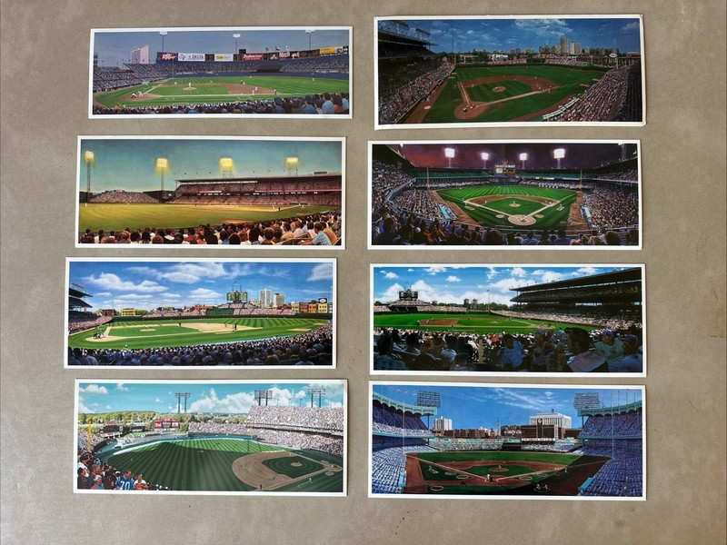 Bill Goff advertising card Lot Of 8 Various Sizes Baseball Stadiums