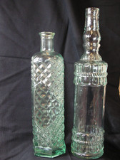 2 x decorative large recycled glass bottles