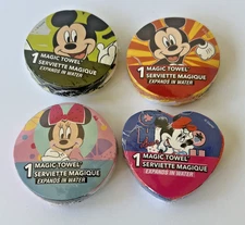 New 4 Disney MICKEY & Minnie MOUSE Magic Towels 11.5” Washcloths LOT Expanding