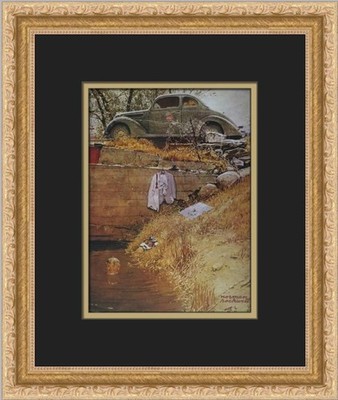 Norman Rockwell The Swimming Hole Custom Framed Print