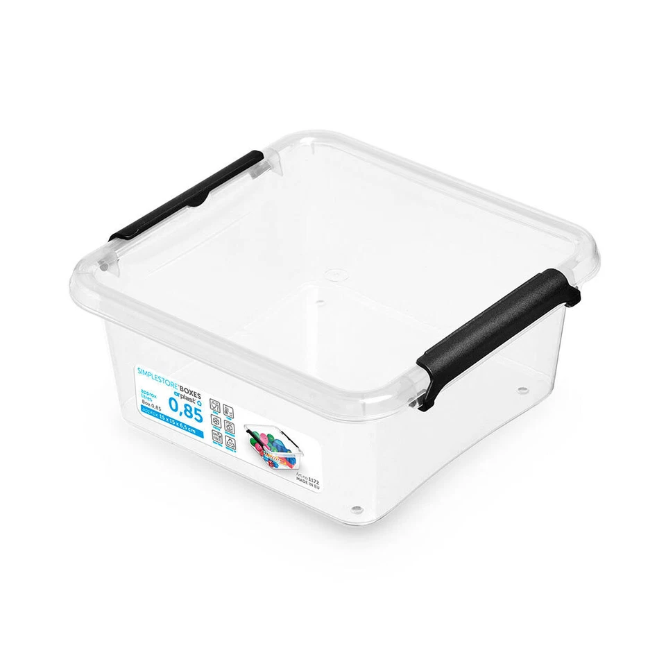 Simplestore Box 0.85 L with Lid PP Organizer Transparent/Black