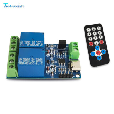 5V Infrared Remote Control Wireless 2way Relay Module with Remote Control USB C