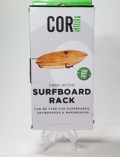 COR SURF Surfboard Wall Rack Dark Wood Snowboard Wakeboard Rated Up to 50 Pounds