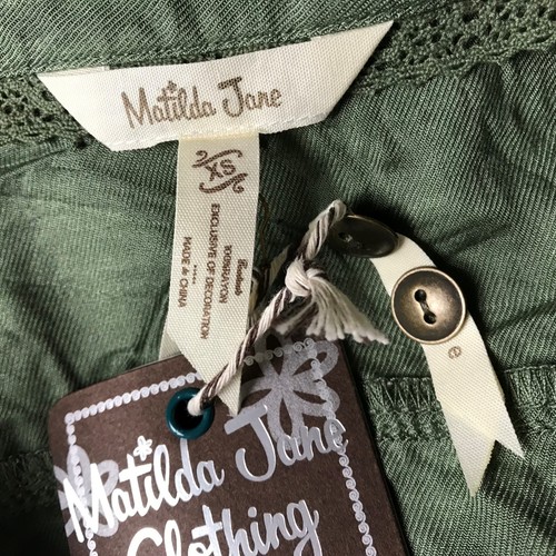 Matilda Jane Tree Baldachin Kleid grün hoch niedrig Taschen Spitze Rüschen Damen XS neu mit Etikett - Bild 10 von 11