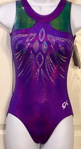 NWT-GK-Elite-WHIMSICAL-Tank-Gymnastic-Dance-Leotard-Purple-Hologram-Spanglez-AXS