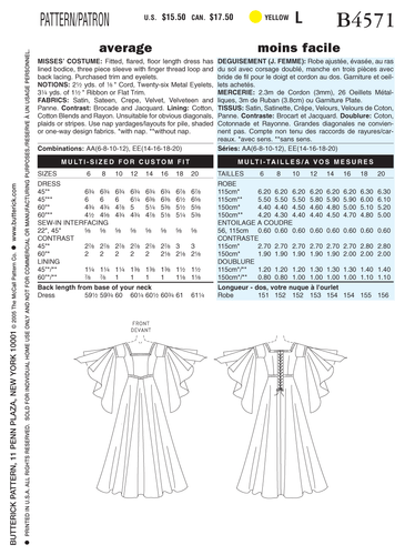 Abito costume da miss Butterick MOTIVO CUCITO B4571 6-12 o 14-20 - Foto 6 di 6