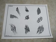 Vintage 1990 Spaulding Rogers B W Tattoo Flash Sheet Tribal Art 1898T