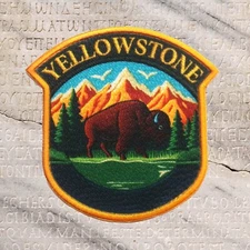 Yellowstone National Park Patch Iron-on Applique Wyoming, Nature Badge, Mountain