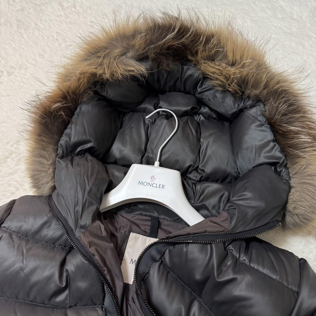 Moncler TINUVIEL Gray Long Down Jacket with Fur Hood, Size 2 Moncler TINUVIEL Gray Long Down Jacket with Fur Hood, Size 2