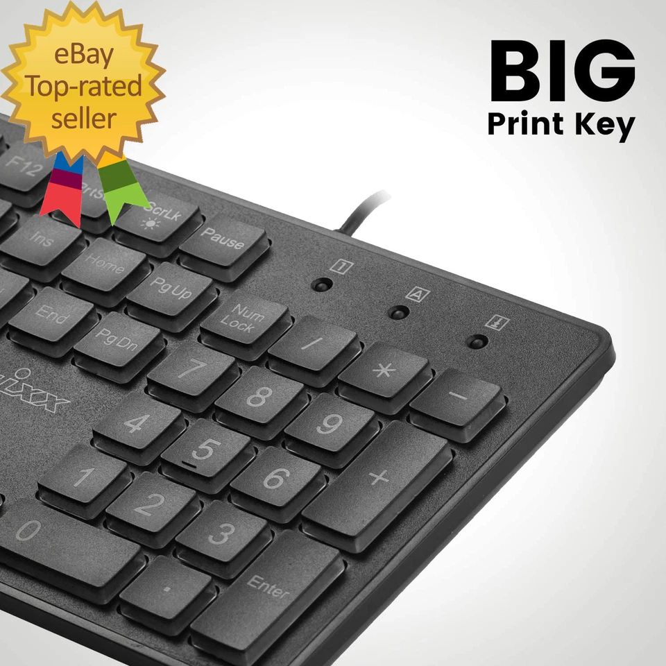 PERIBOARD-317 Wired Backlit USB Keyboard, Big Print Letter with White Illuminate - Image 3 of 4