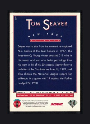 1995 Upper Deck Sonic/Coca-Cola Exclusive Edition #9 Tom Seaver | eBay