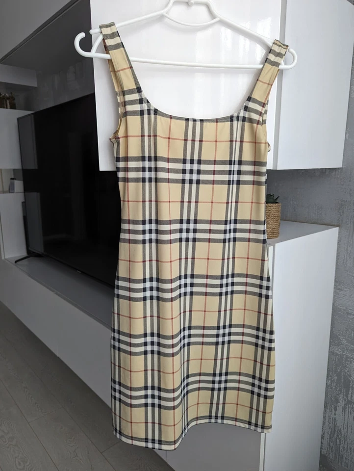 Burberry London Nova Check Blouse Top Bodycon Stretch Shirt Dress Sleeveless M - Image 3 of 4