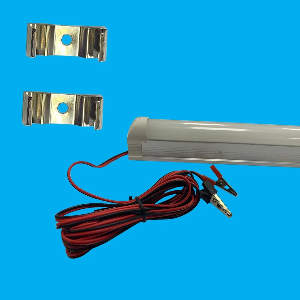 10W LED DC 12V Emergency T8 Tube StripLight Bulb 3m Cables & Crocodile Clips - Image 2 of 4