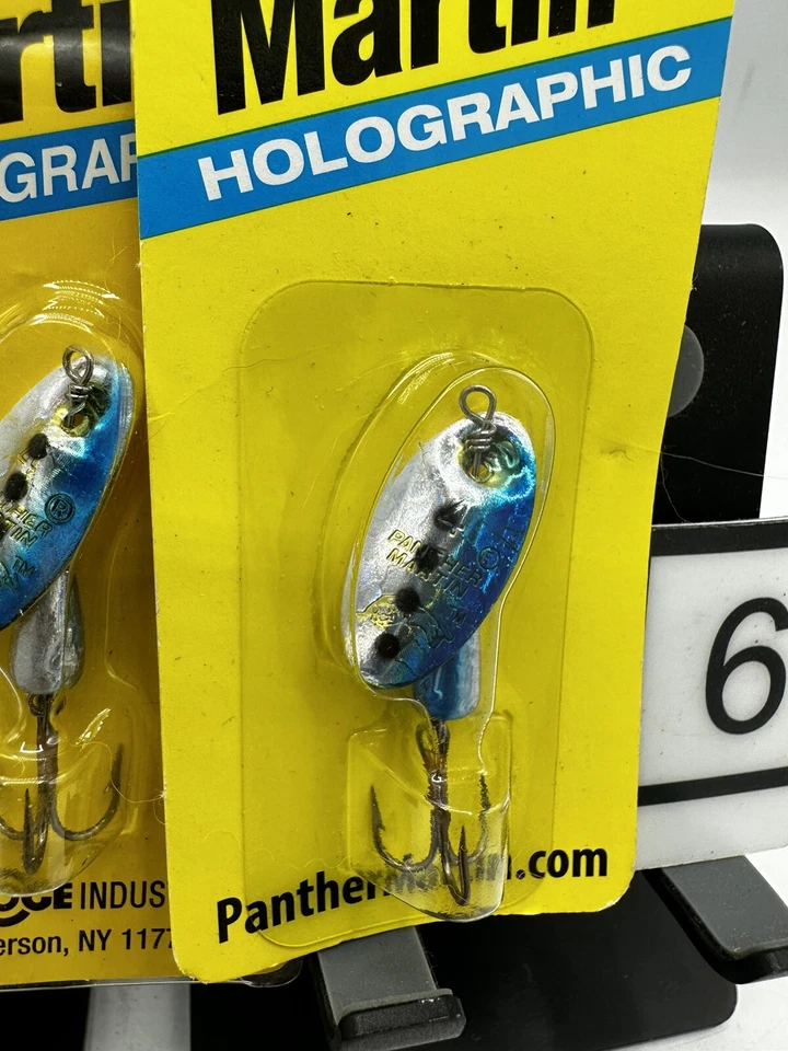 3 Señuelos Panther Martin Trucha Spinners 1/8oz Hoja Plata Talla 4 Azul Manchas Negras Foto 2 de 4