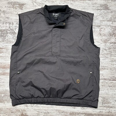 Footjoy Vest Mens Medium Gray Dryjoys Houndstooth Windbreaker Pullover Golf 