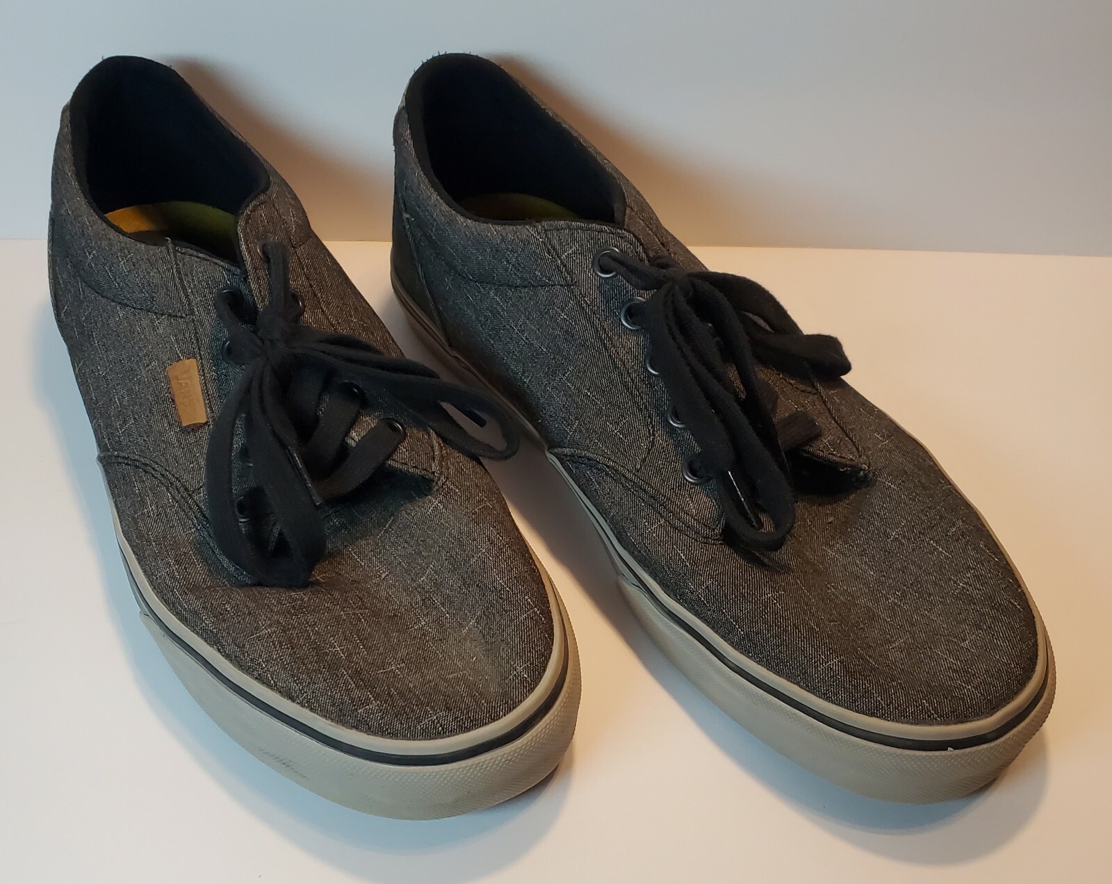 Skate Shoes Gray Denim Look Black Laces 