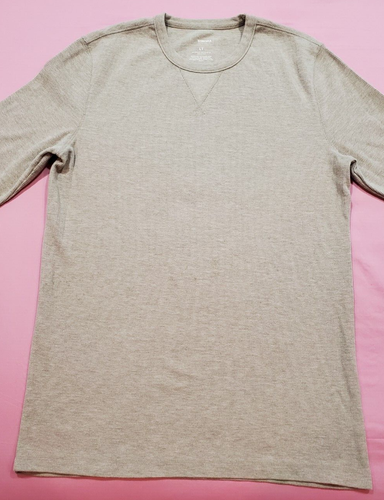 Men's SONOMA Beige Waffle Knit T-Shirt Size Large Tall Long Sleeve - Picture 3 of 9