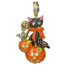 Kirks Folly Prissy Kitty Magnetic Enhancer goldtone Halloween cat