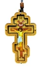 Wood Orthodox Icon Cross Icon Crucifix on Cord for Car Room ICXC Jesus Christ