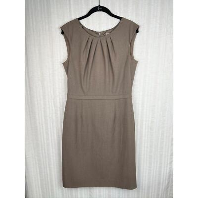 Tahari ASL Classic Neutral Brown Menswear Suiting Inspired Sheath