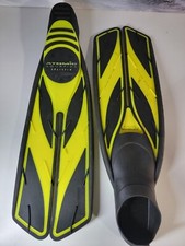 Atomic Aquatics Split Fin Full Foot 4.5-5.5 Yellow Black - Swim Scuba Snorkel